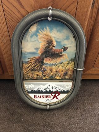 Vintage Rainier Beer Sign With Pheasant Wild Life Bird Game Hunting Plaque
