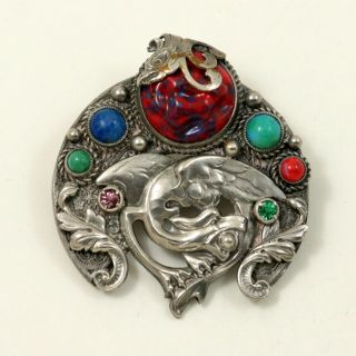 Vintage Art Deco Max Neiger Czech Chinese Dragon Brooch