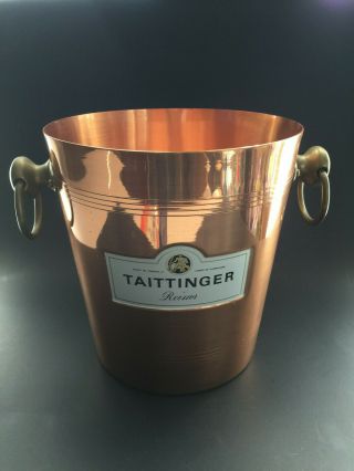 Vintage Taittinger Copper & Brass Handles Ice Bucket - Made In France
