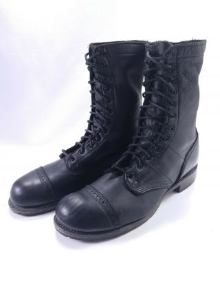 Vintage Shoe Co.  Nathaniel Jump Boot Mens Black Leather Cap Toe Combat Boots 11m
