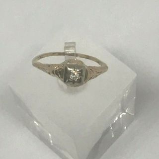 Estate Vintage 14k Yellow Gold Diamond Ring W/white Gold Setting Ring - Size 9.  0