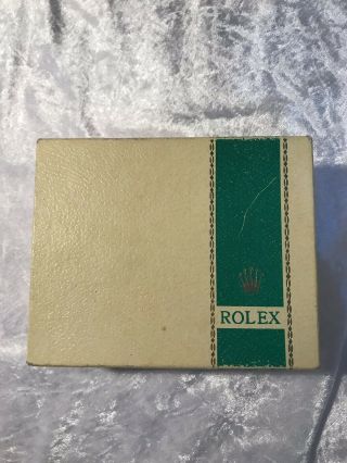 Vintage Rolex Watch Box Green Stripe White Card Box Outer Only