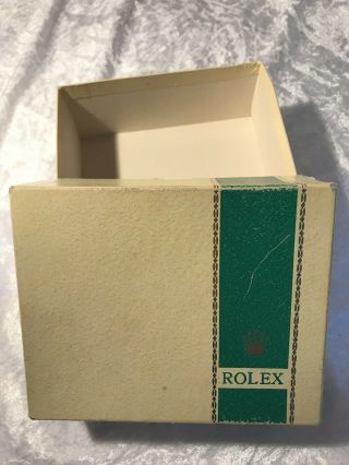 Vintage Rolex Watch Box Green Stripe White Card Box Outer Only 3