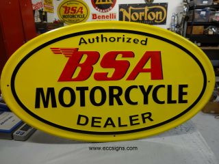 Vintage Bsa Motorcycle Oval Dealer Embossed Sign Parts Ec0001