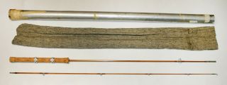 Vintage Nat Uslan 7 ' Bamboo Spinning Rod w/ Sock & Tube VG NR 2