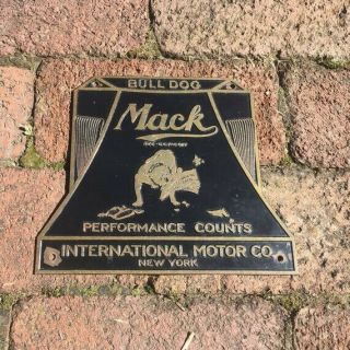 Vintage Mack Truck Bulldog Emblem Plaque Brass Sign International Motor York