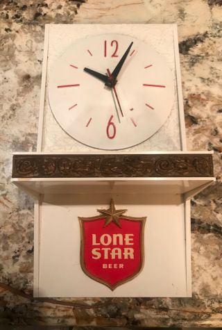 Vintage Lone Star Beer Texas Mid Century Advertising Clock Sign Rare