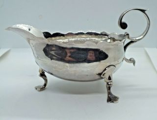Antique Georgian 1776 London Solid Sterling Silver Scalloped Edge Sauce Boat