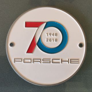 Porsche Grill Badge 70 Years 1948 - 2018 White Together Day Rare