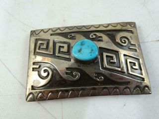 Vintage Navajo Native American Indian Sterling Silver Turquoise Belt Buckle Old