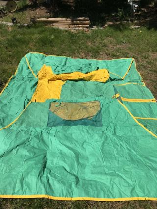 VINTAGE CANVAS CAMPING CABIN TENT 8x 10 x 6.  6 H Western Field 1970s 5