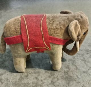Steiff Circa 1904 Antique Velvet Pincushion Rare Elephant - Blank Button