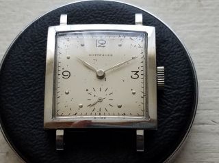 A Vintage Square Wittnauer Stainless Steel Wrist Watch.