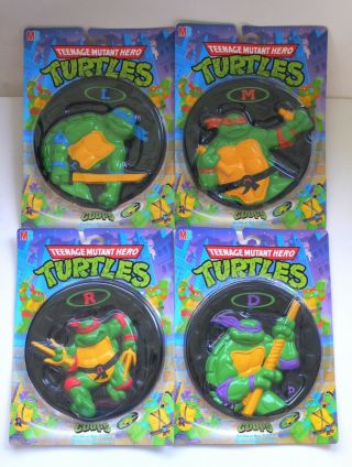 Vintage Tmnt Teenage Mutant Ninja Turtles Set Of 4 Goops Frisbee Flyers Moc 1990