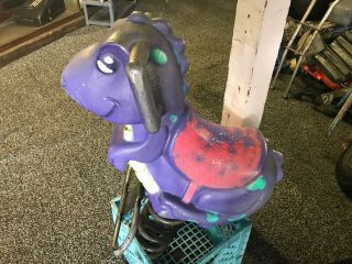 Vintage Metal Purple Spotted Dinosaur Playground Spring Ride