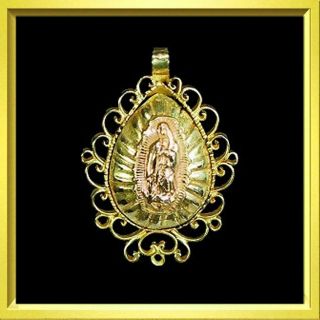 Handmade 18k Yellow Gold Antique Pendant With Rose Gold Guadalupe,  Filigree M - F