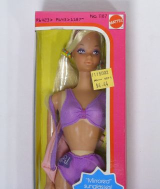Vintage Pj Barbie Sun Lovin Malibu 1187 Nrfb Peek A Boo Tan Sunglasses Htf Mhb