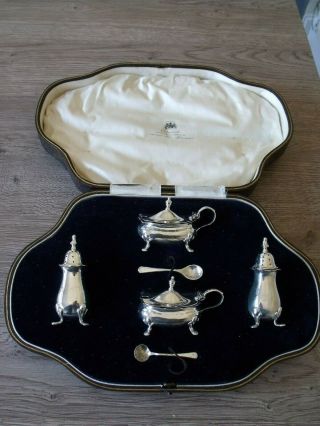 4 Piece Silver Cruet Set plus Spoons,  George Edward & Sons,  Chester 1917 2