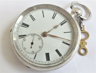 Antique key Wind fully hallmarked Sterling Silver fusee Men ' s Pocket Watch 2