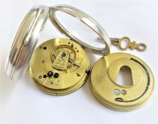Antique key Wind fully hallmarked Sterling Silver fusee Men ' s Pocket Watch 5