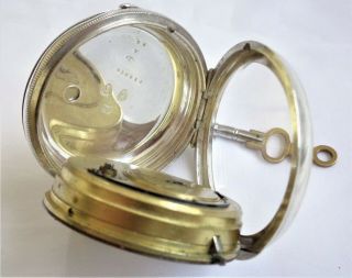 Antique key Wind fully hallmarked Sterling Silver fusee Men ' s Pocket Watch 7