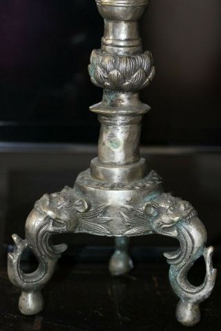 Antique silver Chinese candle stick holder with makers stamp 2