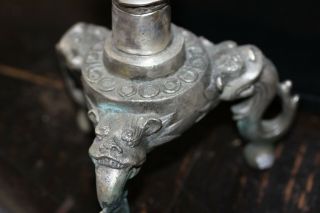 Antique silver Chinese candle stick holder with makers stamp 4