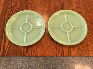 2 Vintage Fire King Jadeite 5 Section Plate Restaurant/oven Ware Pair
