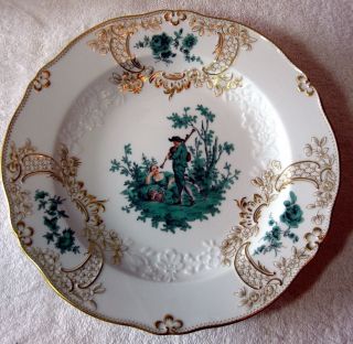 A Antique Meissen Portrait Plate With A Courting Couple