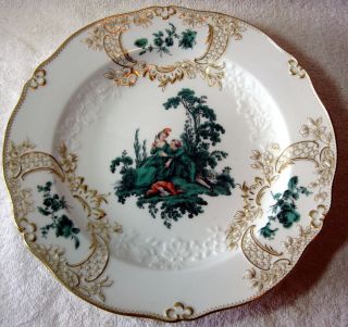 A Antique Meissen Portrait Plate With Courting Couple 1