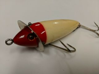 Vintage Heddon 210 Surface Minnow Red Head Glass Eyes Fishing Lure Bass Bait