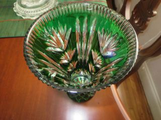 Vintage Gorgeous Czech Bohemian Crystal Vase Emerald Green 3