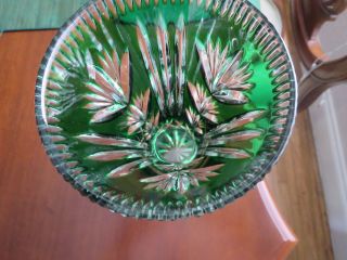 Vintage Gorgeous Czech Bohemian Crystal Vase Emerald Green 8