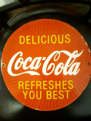 Vintage Porcelain Coca - Cola Sign 4