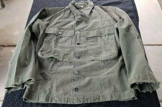 Vintage Wwii Herringbone Hbt Shirt Jacket Sz 34 R Distressed Military Small