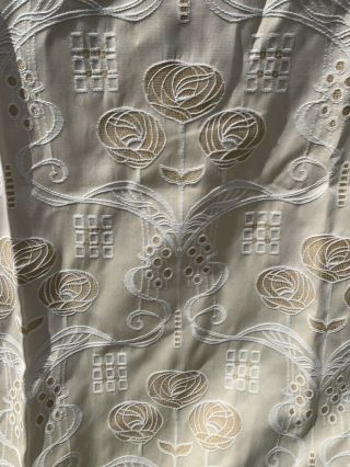 Vintage Arts & Crafts Art Nouveau Mackintosh Cream Cotton Handmade Curtains Gold