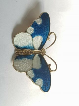 Norwegian 925 Silver Enamel Butterfly Brooch