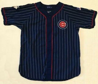 Rare Vintage Chicago Cubs Throwback Baseball Pinstripe Starter Jersey Size L