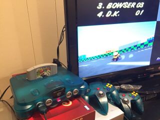 Nintendo 64 N64 Ice Blue Console & 2 Controllers & nus - 004 funtastic system vtg 4