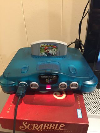 Nintendo 64 N64 Ice Blue Console & 2 Controllers & nus - 004 funtastic system vtg 5