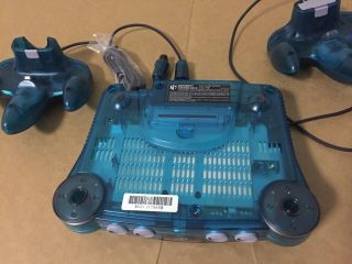 Nintendo 64 N64 Ice Blue Console & 2 Controllers & nus - 004 funtastic system vtg 7