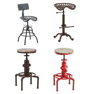 Industrial Bar Stool Vintage Swivel Tractor Seat Kitchen Chair Height Adjustable