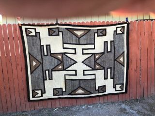 Vintage Large Geometric Native American Indian Navajo Rug 63” X 90”