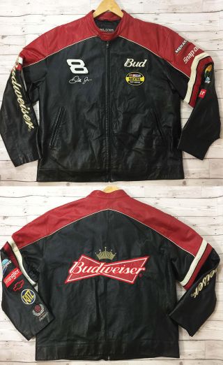 Rare Vtg Wilsons Leather Dale Earnhardt Jr Budweiser Biker Jacket Chase Men 