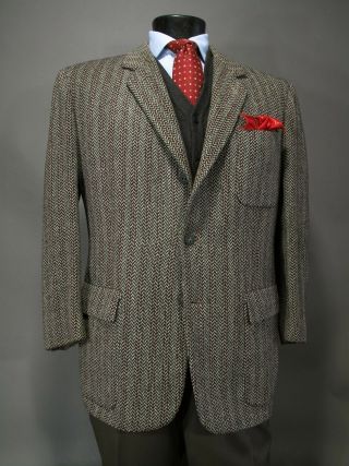 Vtg 1950 ' s Mt Rock Tailored Rugby Tweed Blazer Sport Coat 44 S R Canvassed 3