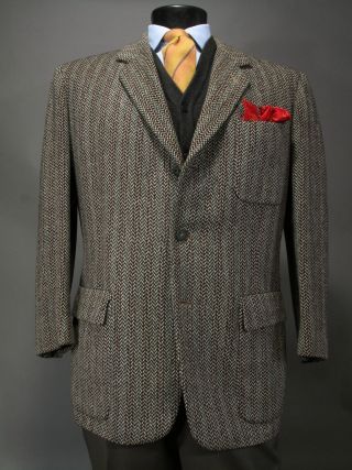 Vtg 1950 ' s Mt Rock Tailored Rugby Tweed Blazer Sport Coat 44 S R Canvassed 5
