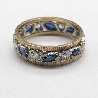 Vintage Stunning Ladies Solid 9ct Gold Sapphire Set Full Eternity Ring Size O