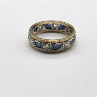 VINTAGE STUNNING LADIES SOLID 9CT GOLD SAPPHIRE SET FULL ETERNITY RING SIZE O 2