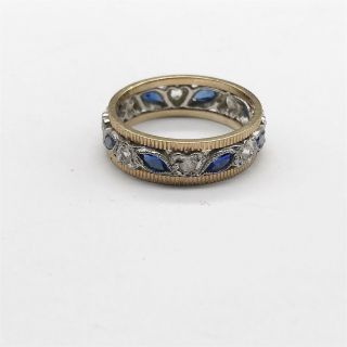 VINTAGE STUNNING LADIES SOLID 9CT GOLD SAPPHIRE SET FULL ETERNITY RING SIZE O 3