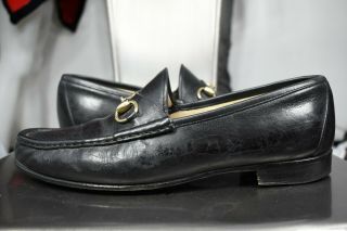 Vintage Gucci Horsebit Loafers 11 D Shoes Black Leather Made In Italy Mens
